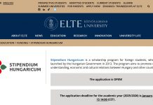 Eotvos Lorand University Scholarship 2025 in Hungary