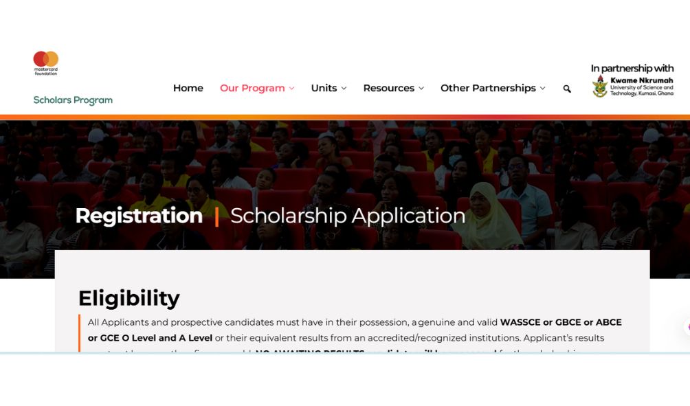 Mastercard Foundation Scholarship 2025 at KNUST (Fully Funded) Mastercard Foundation Scholarship 2025
