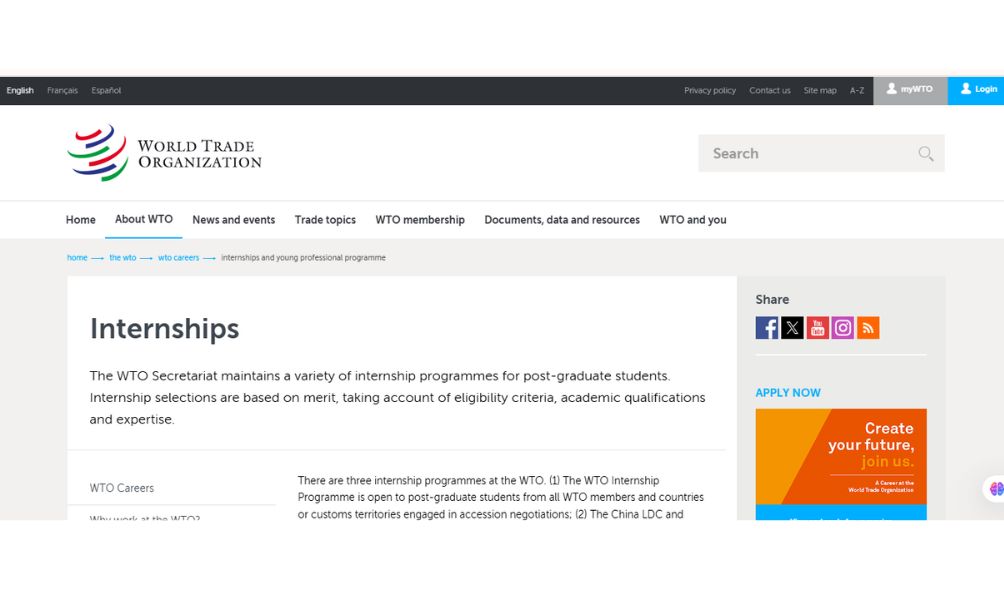 World Trade Organization Internships 2025 (Apply Now) World Trade Organization Internships 2025