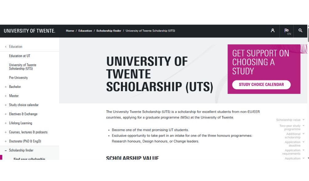 University of Twente Scholarship 2026 in the Netherlands University of Twente Scholarship 2025-26