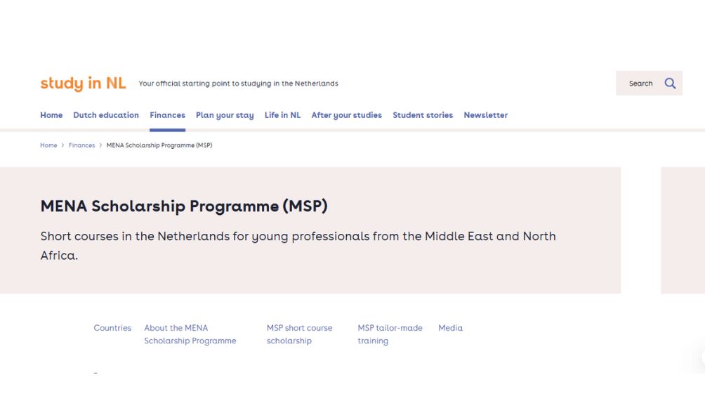 MENA Scholarship Programme 2025 in the Netherlands MENA Scholarship Programme 2025
