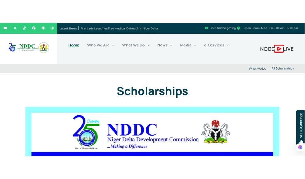 NDDC Postgraduate Scholarship to Study Abroad 2025