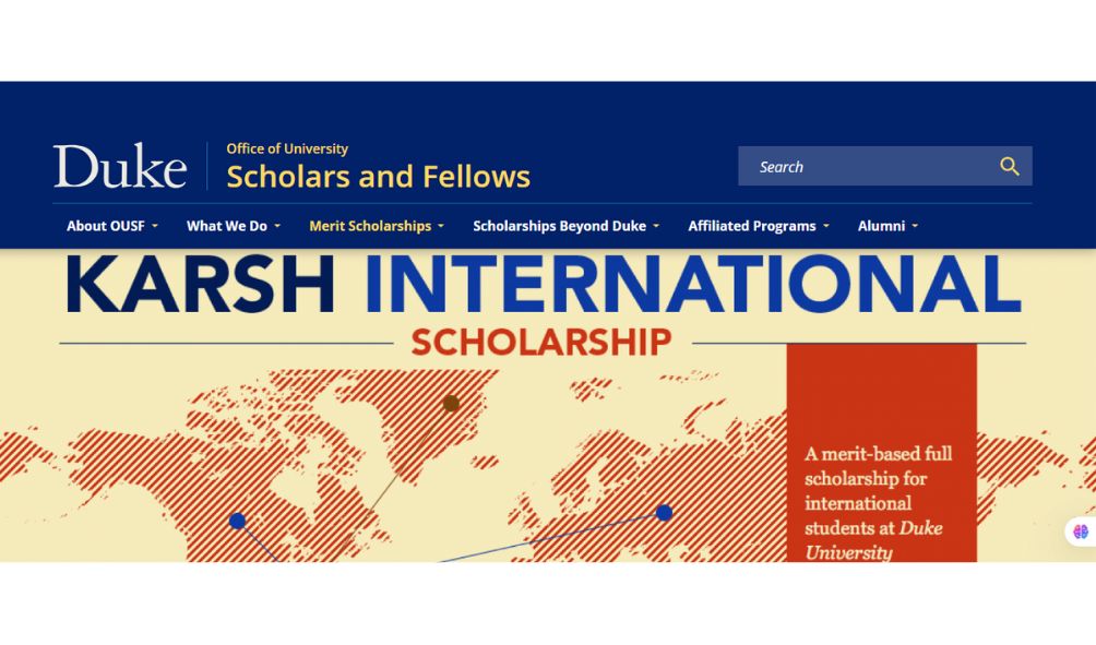Karsh International Scholarship at Duke University 2025-2026, USA (Fully Funded) Karsh International Scholarship at Duke University