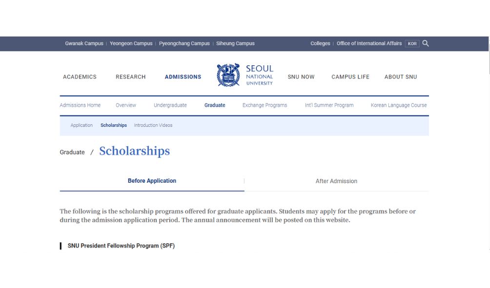 Seoul National University Scholarships