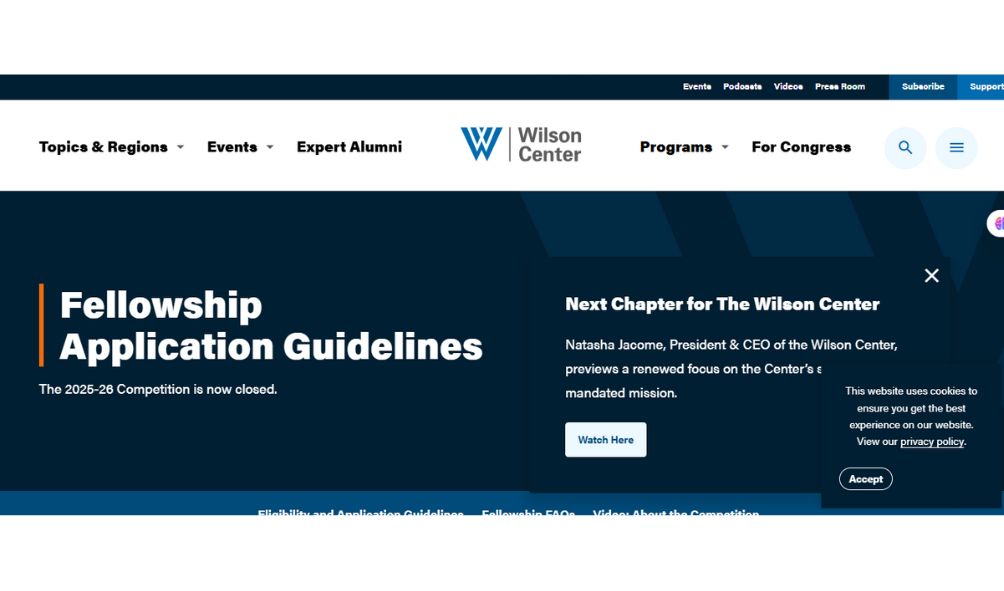 Wilson Center Fellowship Program 2026 in the USA – Step by Step Procedure to Apply Wilson Center Fellowship Program