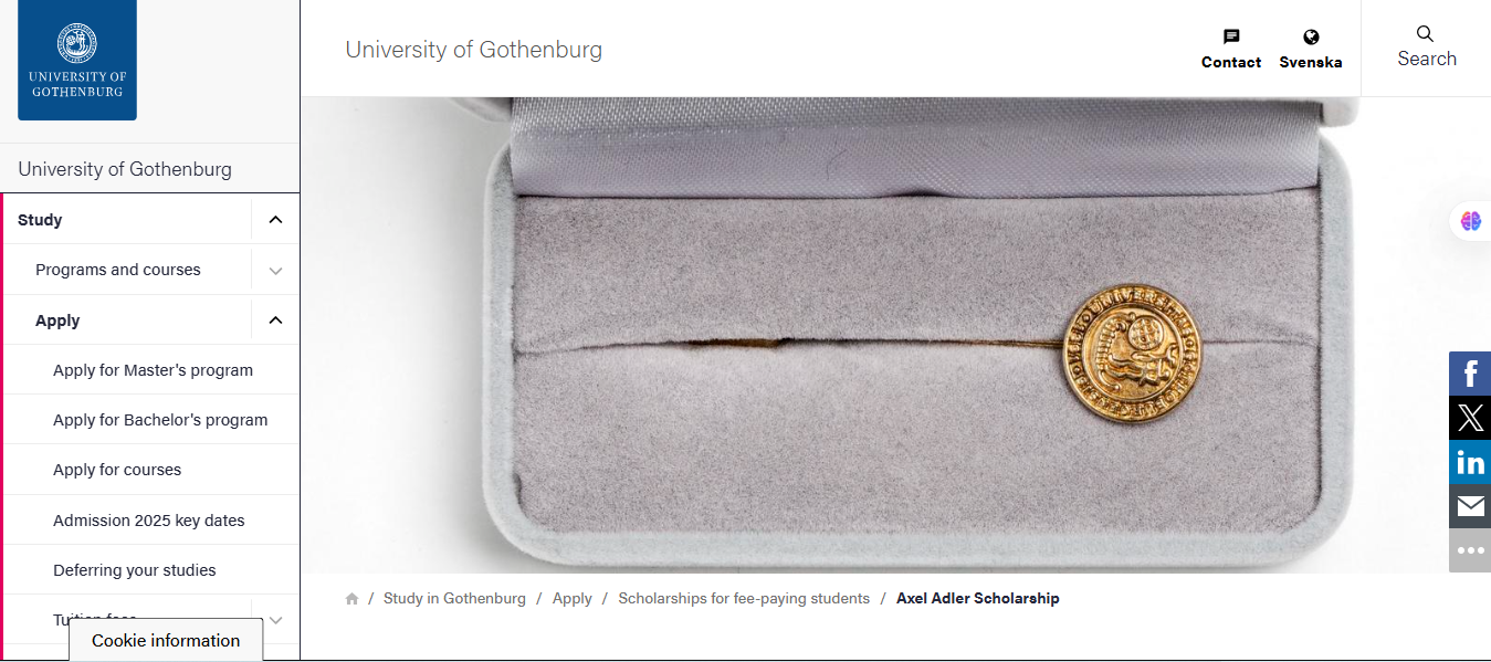 Axel Adler Scholarship 2026 (Study in Sweden) Axel Adler Scholarship 2026