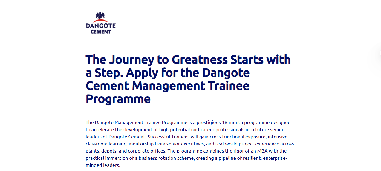 Dangote Cement Management Trainee Programme