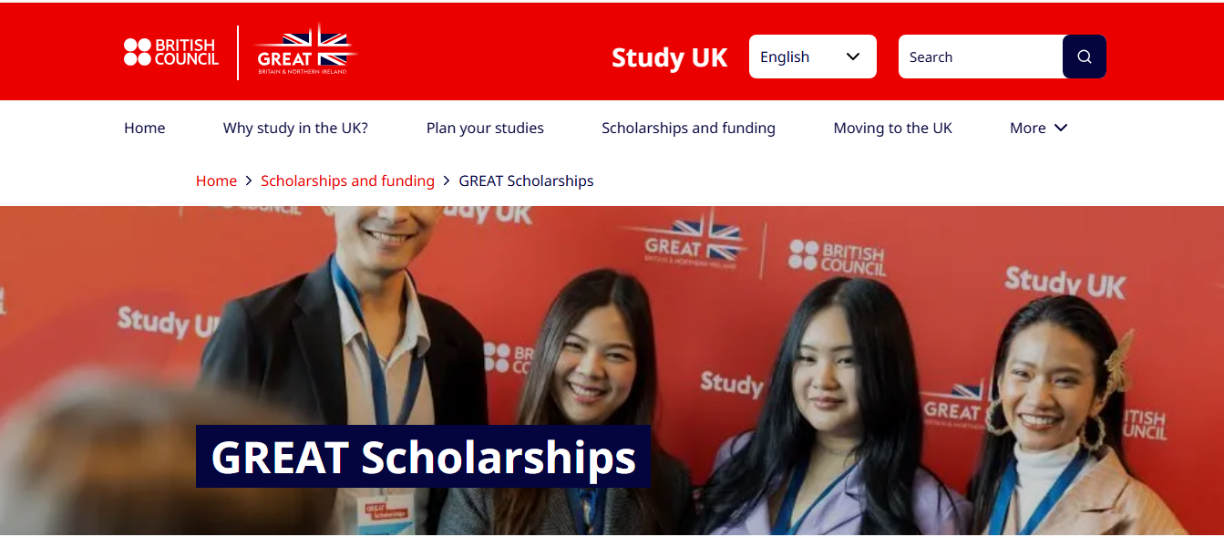 British Council Study UK GREAT Scholarships 2026/2027 for Postgraduate Study in the United Kingdom (£10,000 Towards Tuition Fees) British Council Study UK GREAT Scholarships