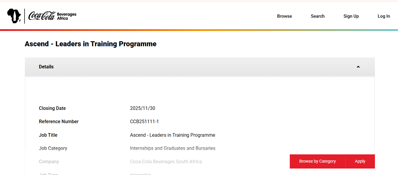 Coca Cola Beverages South Africa Ascend – Leaders in Training Programme 2025 for Young Graduates Coca-Cola Beverages South Africa Ascend