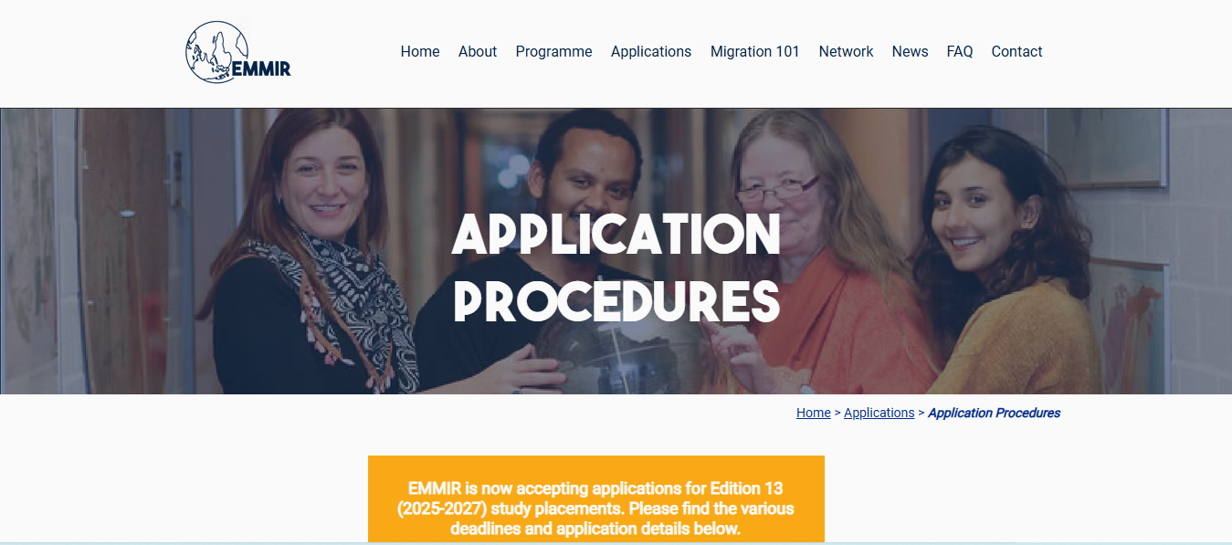 Erasmus Mundus EMMIR Scholarship 2026 (Fully Funded) Erasmus Mundus EMMIR Scholarship