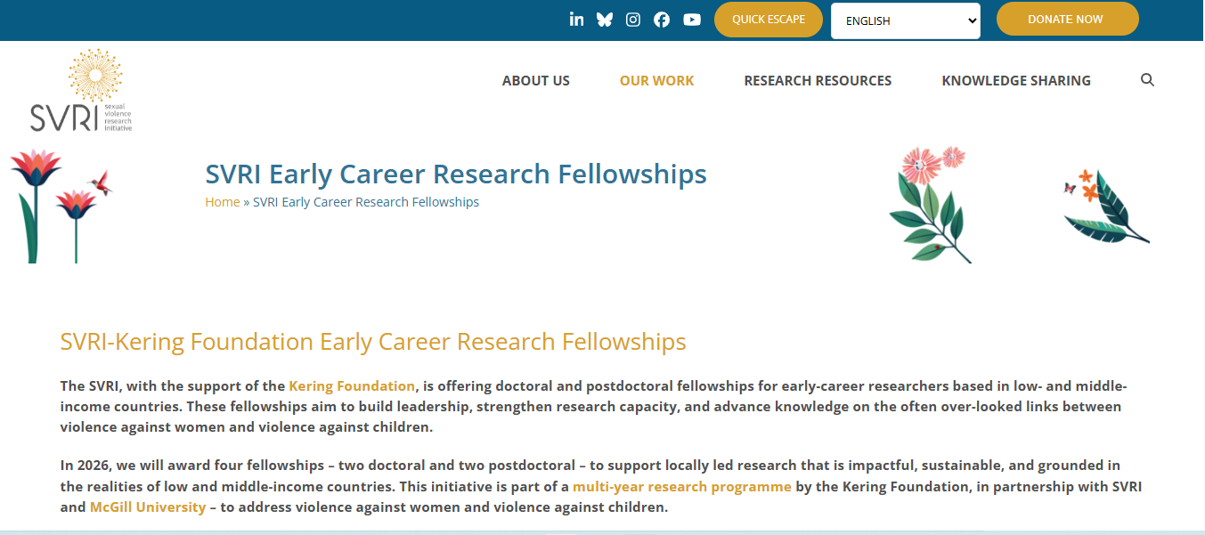 SVRI-Kering Foundation Early Career Research Fellowships
