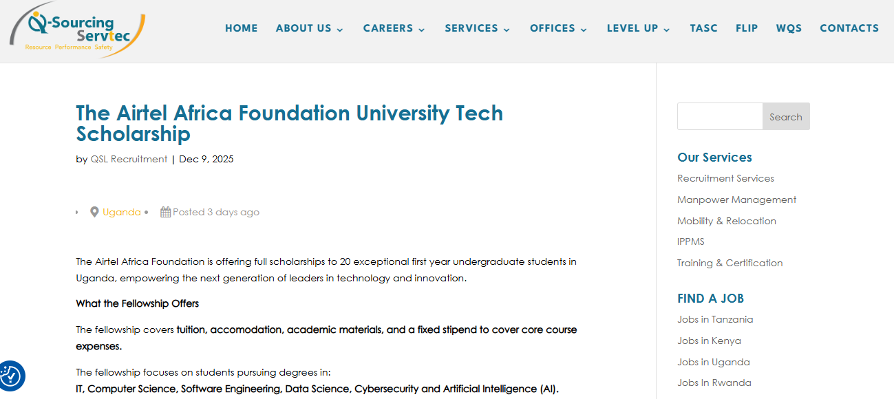 Airtel Africa Foundation University Tech Scholarship