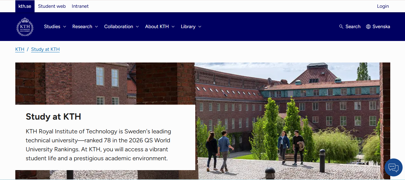 KTH Scholarship 2026 in Sweden (Study in Europe) KTH Scholarship 2026