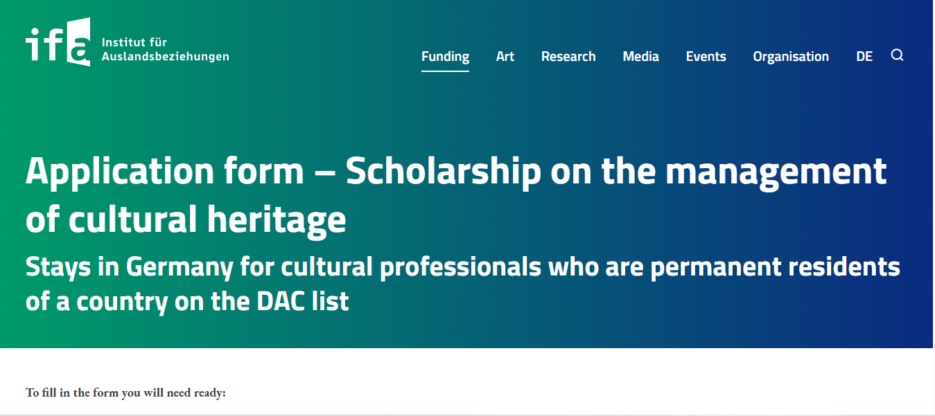 ifa Scholarship on the Management of Cultural Heritage 2026/2027 in Germany ifa Scholarship on the Management of Cultural Heritage