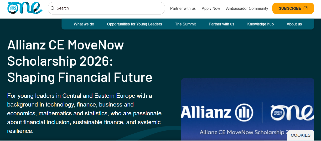 Allianz CE MoveNow Scholarship 2026: Shaping Financial Future for Young Leaders in Central and Eastern Europe Allianz CE MoveNow Scholarship 2026