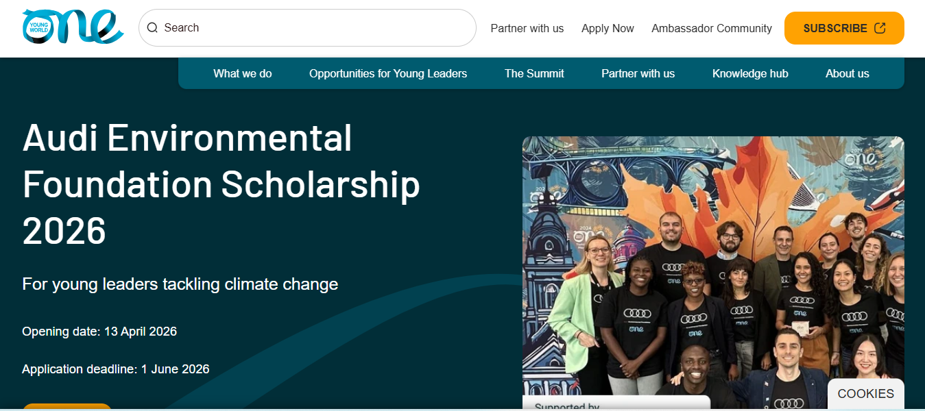 Audi Environmental Foundation Scholarship 2026 for Young Climate Leaders Worldwide Audi Environmental Foundation Scholarship