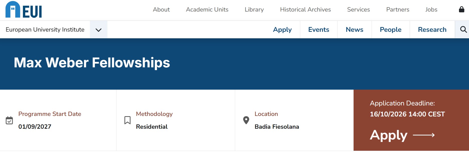 Max Weber Fellowships 2027 at the European University Institute Max Weber Fellowships 2027 at the European University Institute
