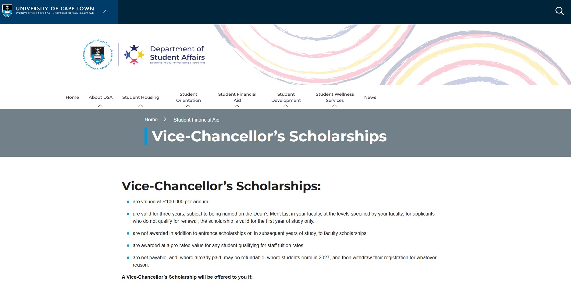UCT VC Research Scholarship for PhD Students 2027 UCT VC Research Scholarship for PhD Students 2027