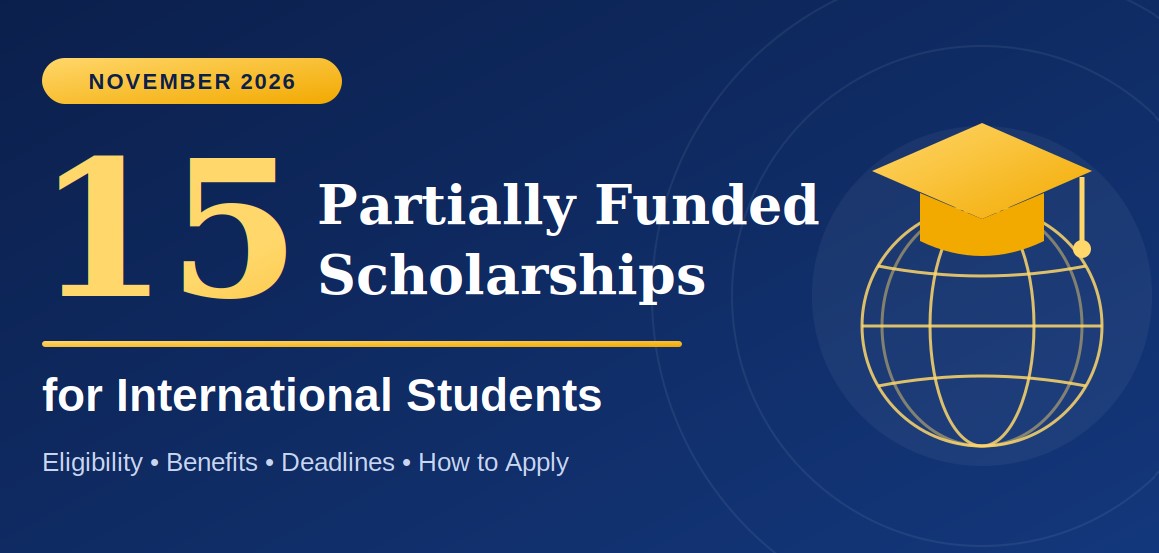 15 Partially Funded Scholarships for International Students in November 2026