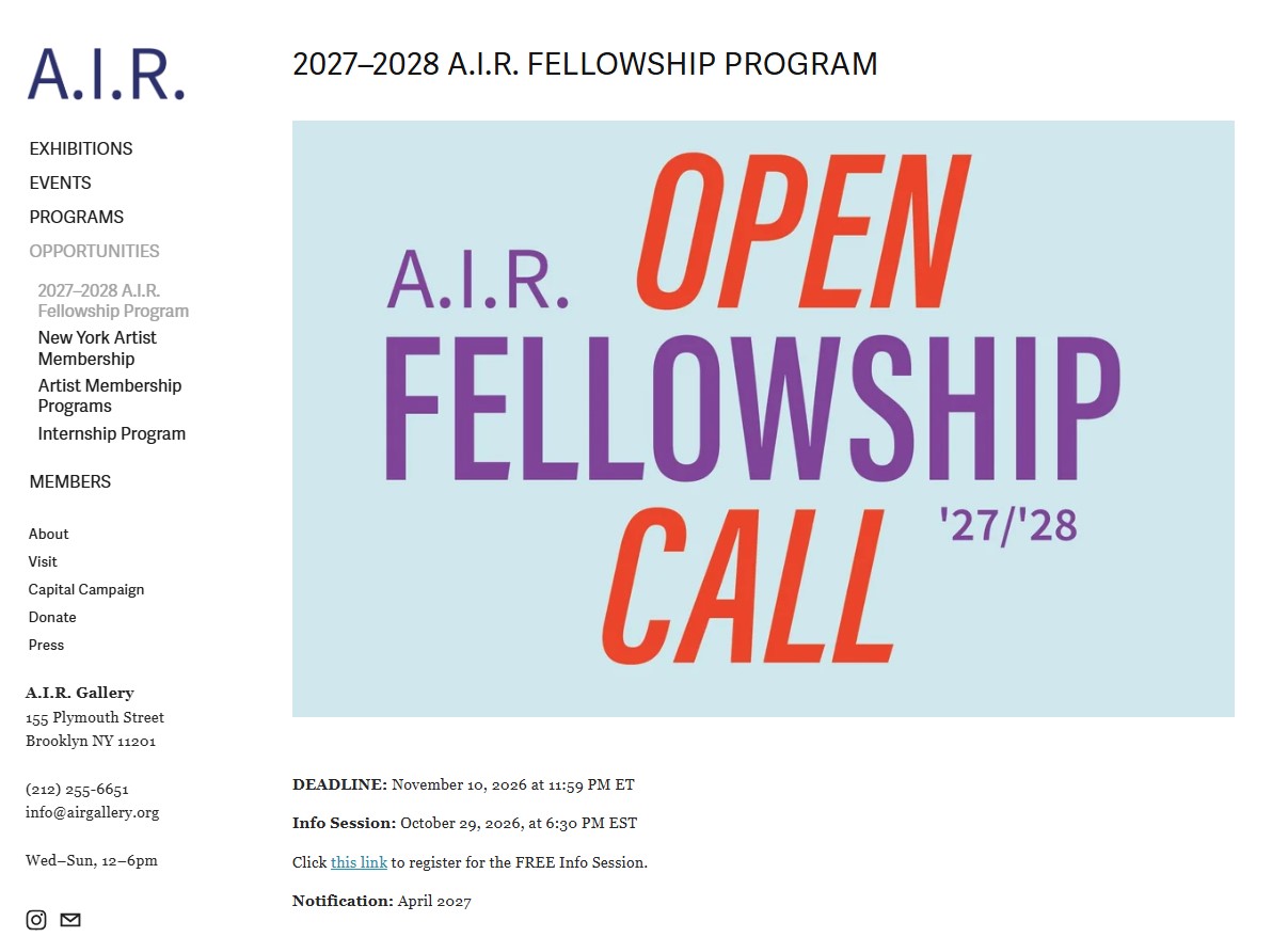A.I.R. Fellowship Program 2027-28
