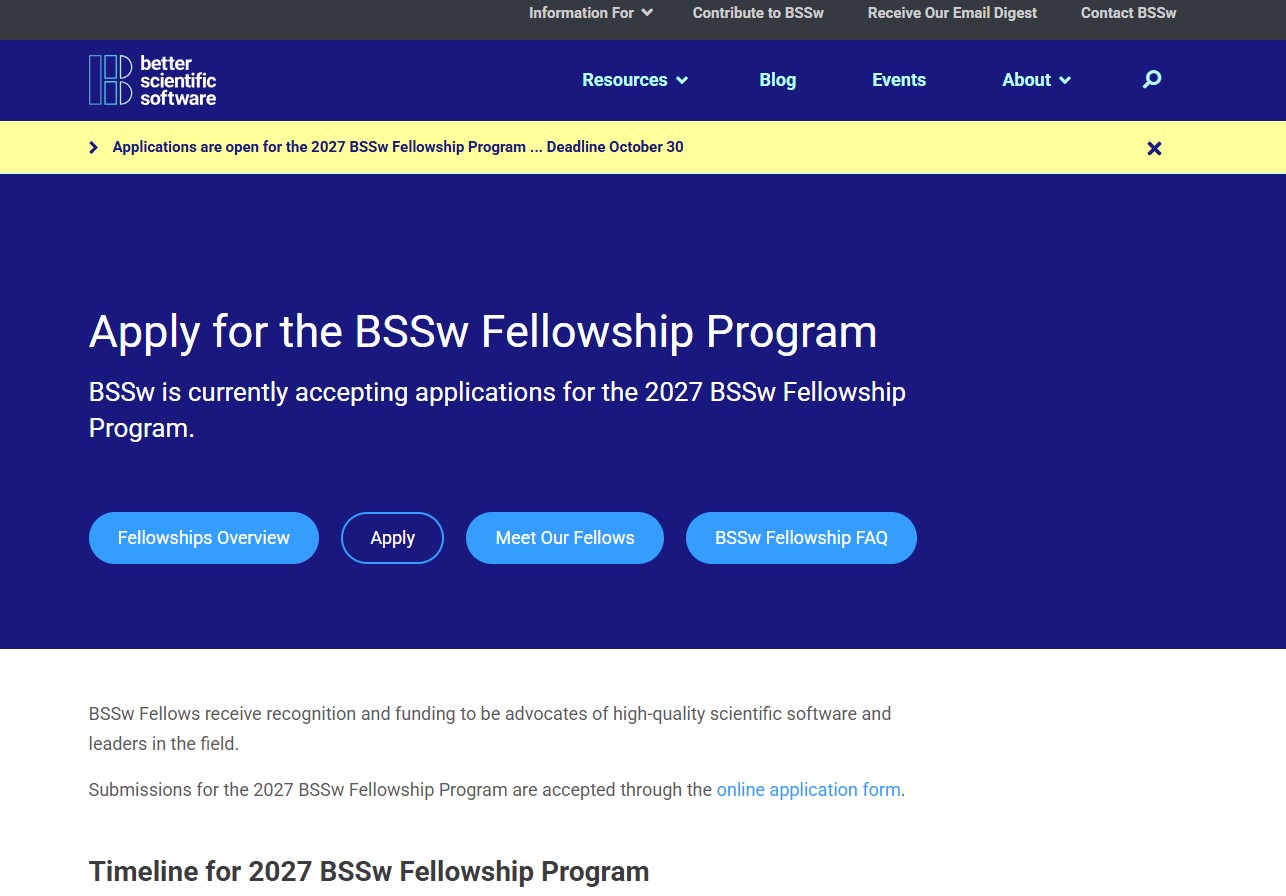 BSSw Fellowship Program 2027