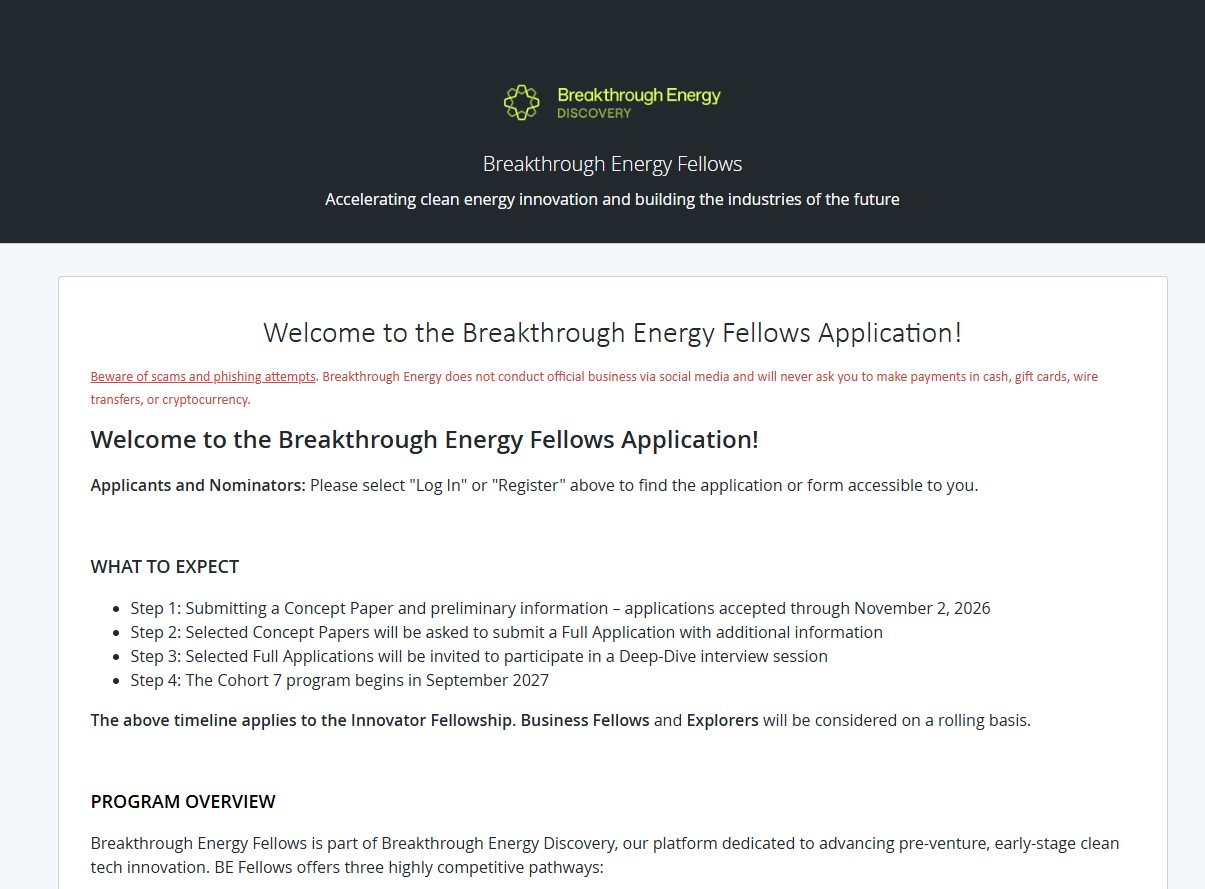 Breakthrough Energy Fellows 2027