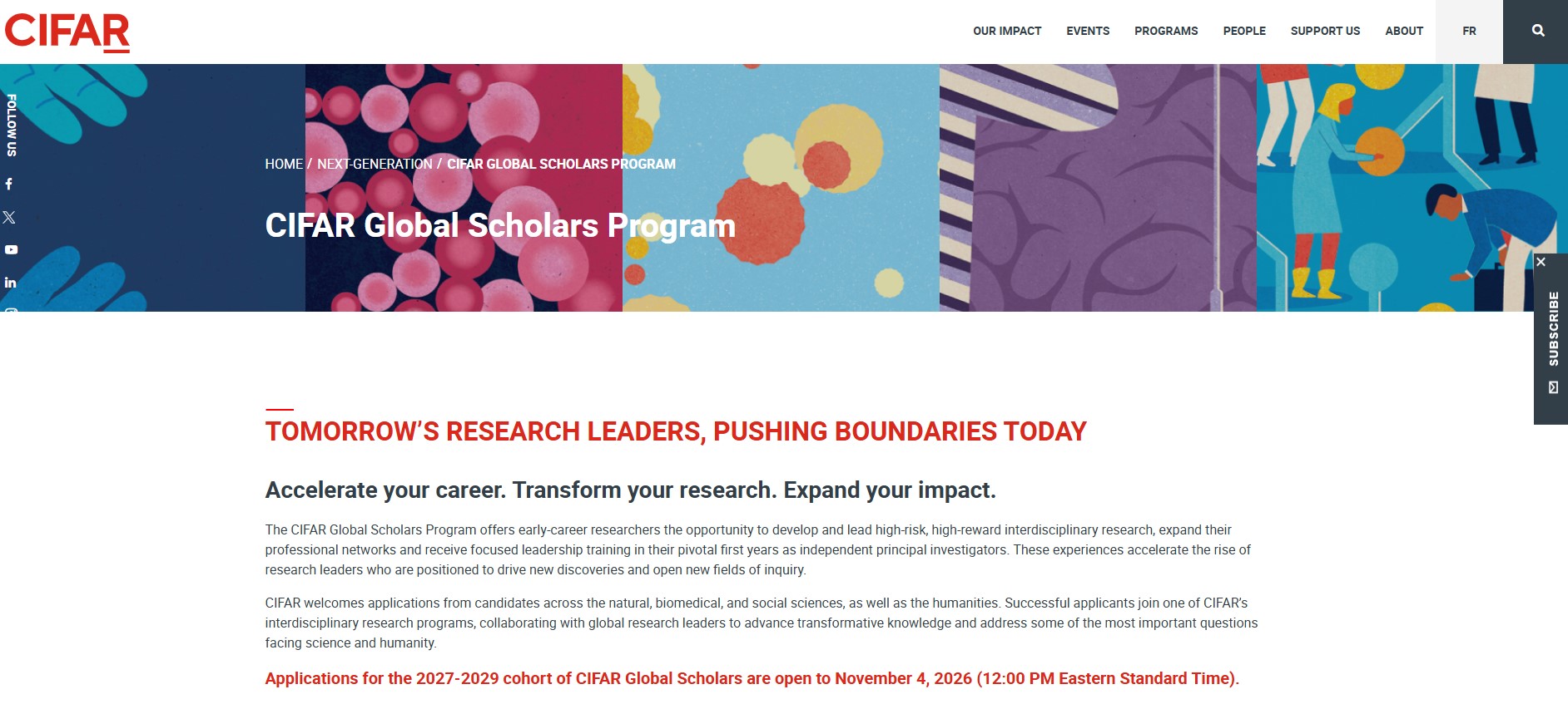 CIFAR Azrieli Global Scholars Program 2027-2029 in Canada
