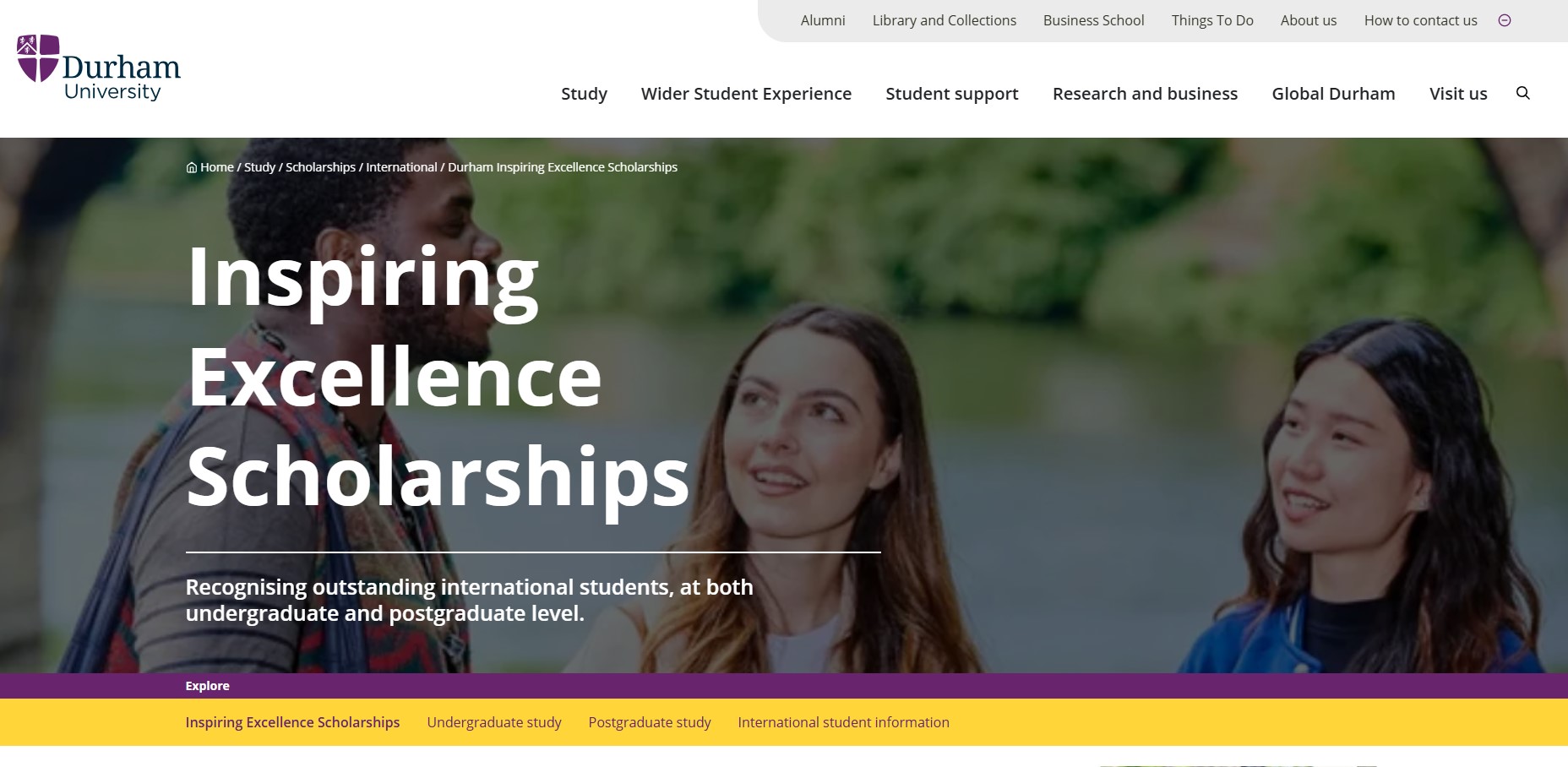 Durham Inspiring Excellence Scholarships 2027/2028