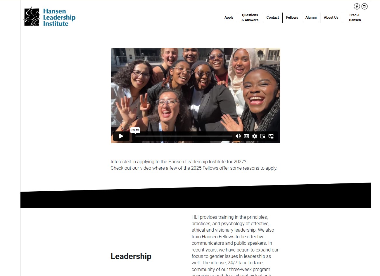 Hansen Leadership Institute Fellowship 2027