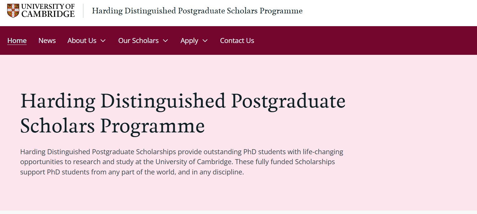 Harding Distinguished Postgraduate Scholarship 2027