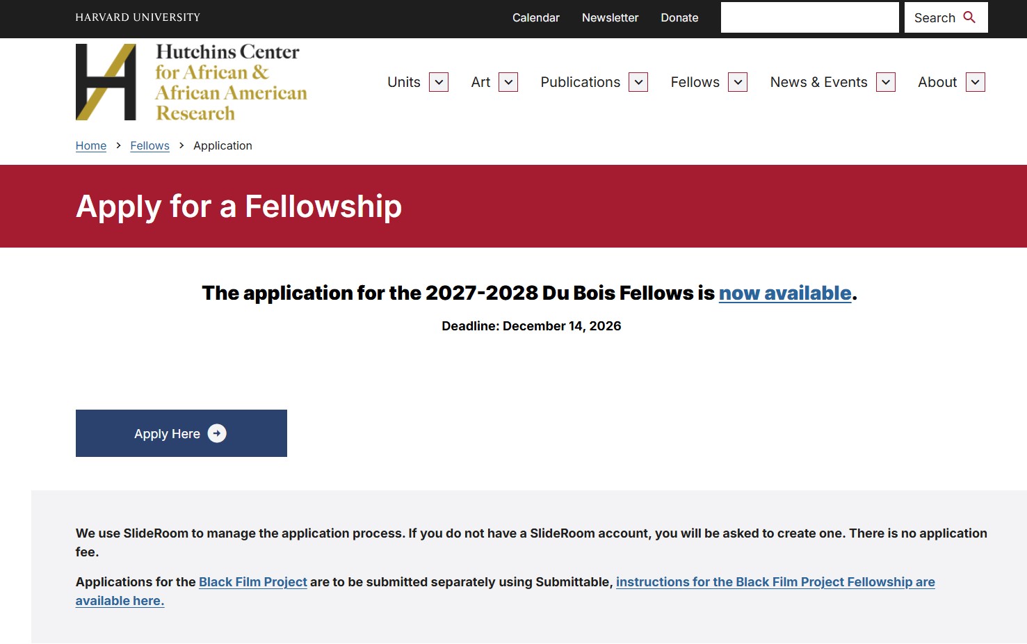 Harvard Du Bois Fellows Program 2027-2028
