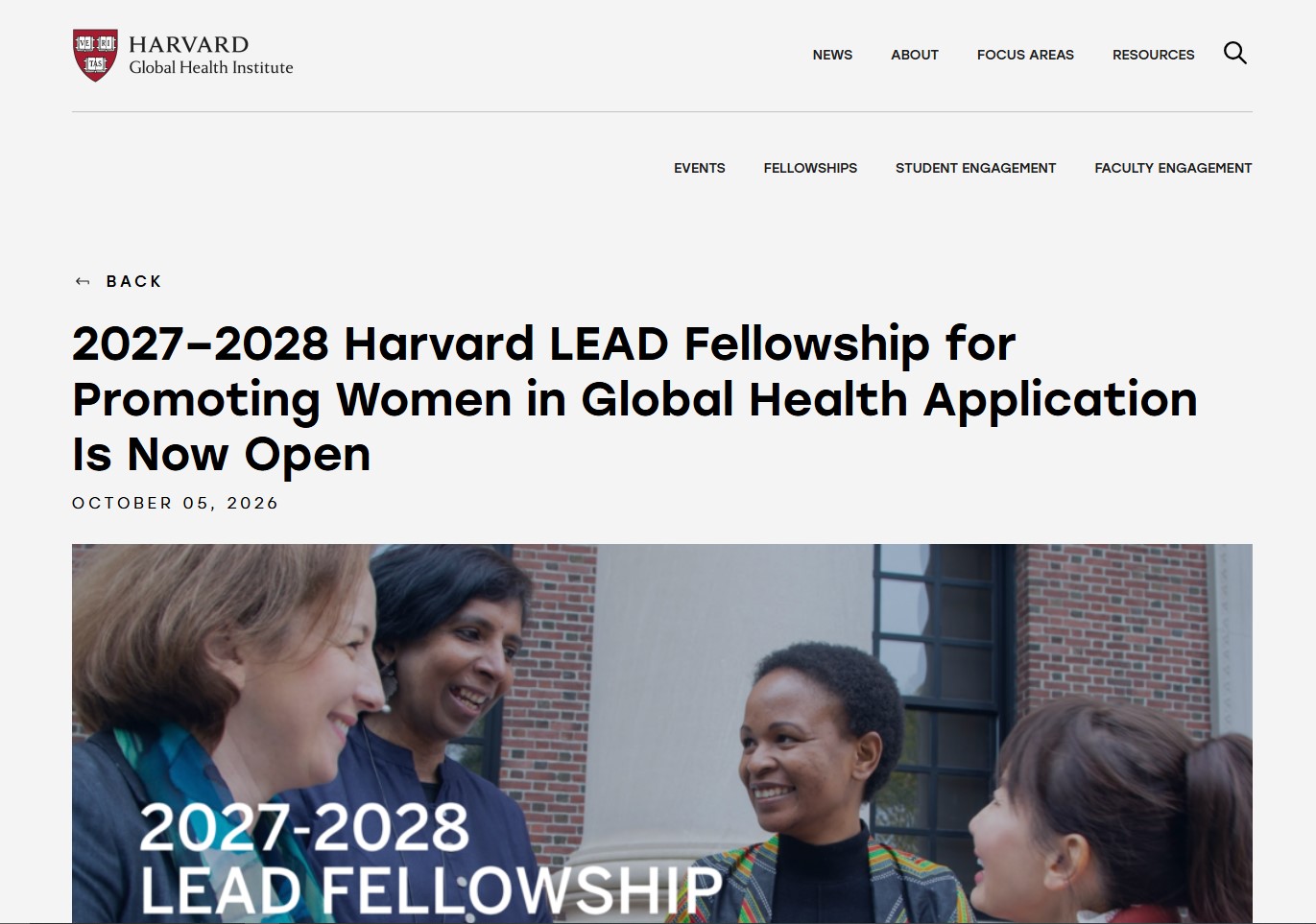 Harvard Global Health Institute LEAD Fellowship Program 2027-2028