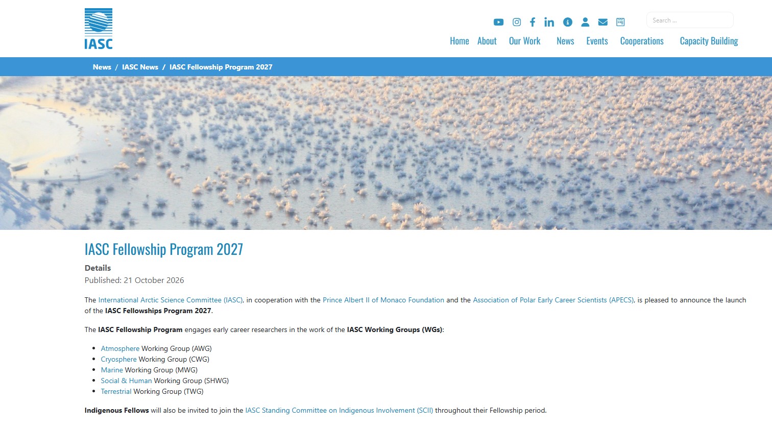 IASC Fellowship Program 2027