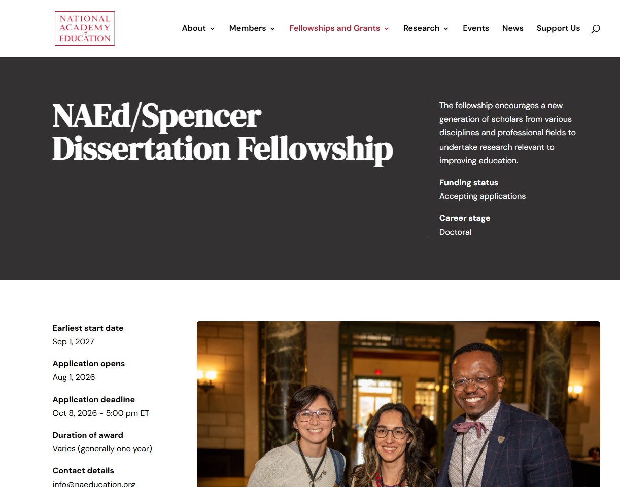 NAEd/Spencer Dissertation Fellowship 2027