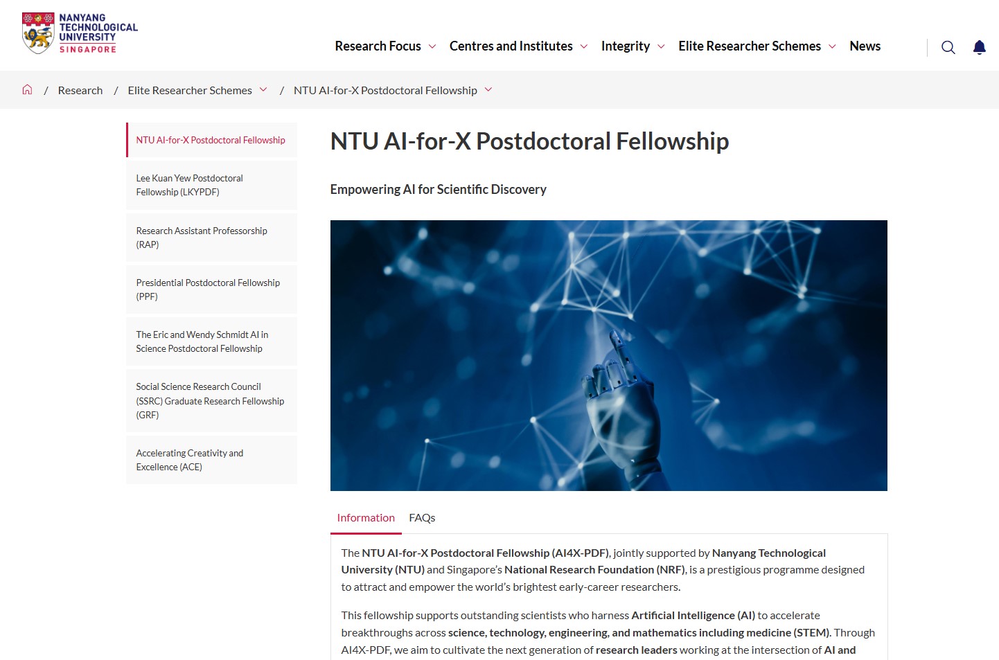 NTU Singapore AI-for-X Postdoctoral Fellowship 2026 