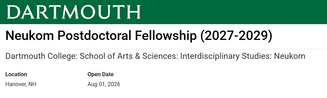 Neukom Postdoctoral Fellowship 2027