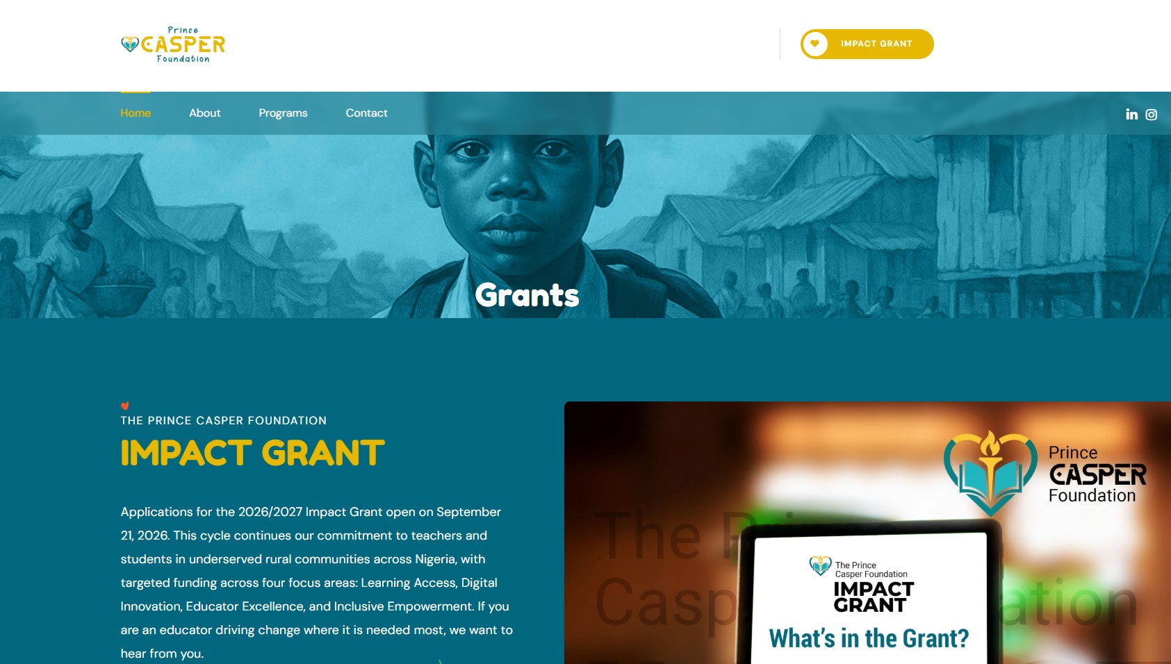Prince Casper Foundation Impact Grant 2026-2027