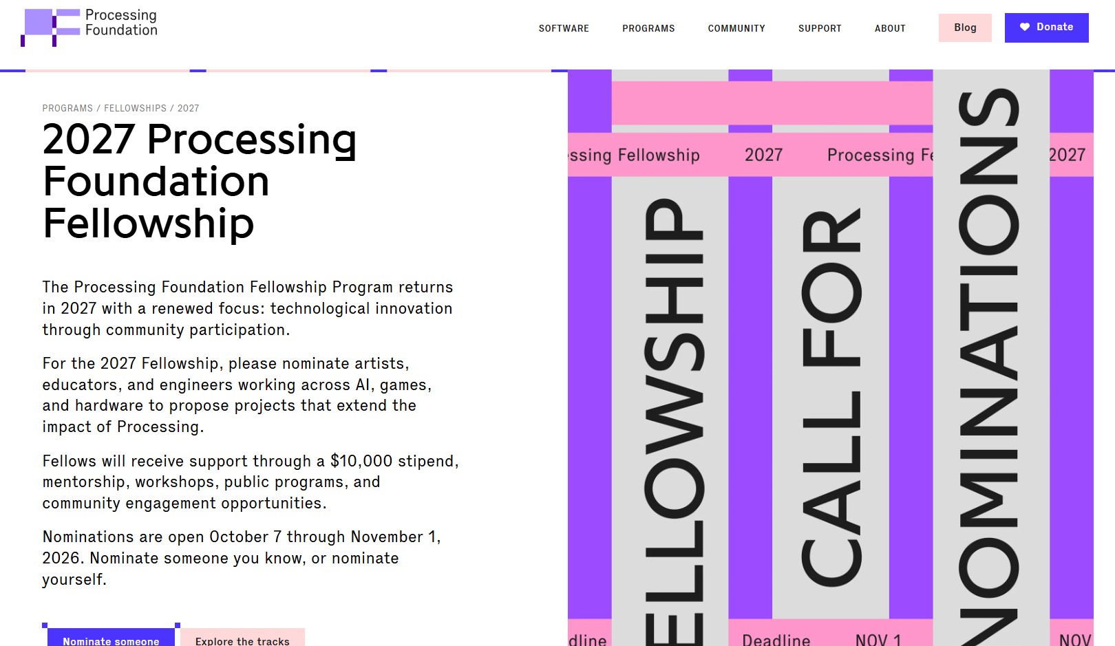Processing Foundation Fellowship 2027