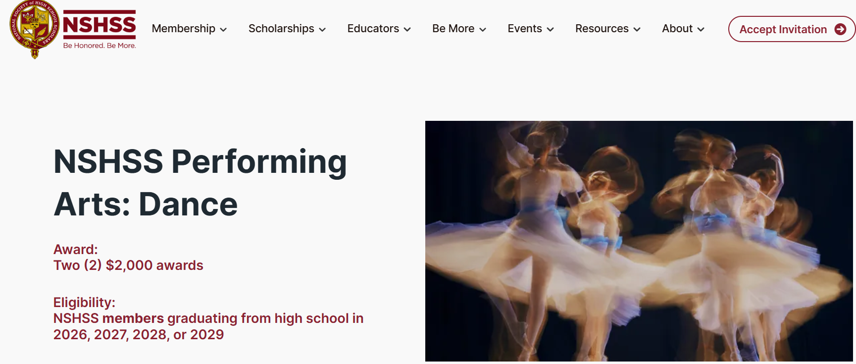 NSHSS Performing Arts: Dance Scholarship 2026