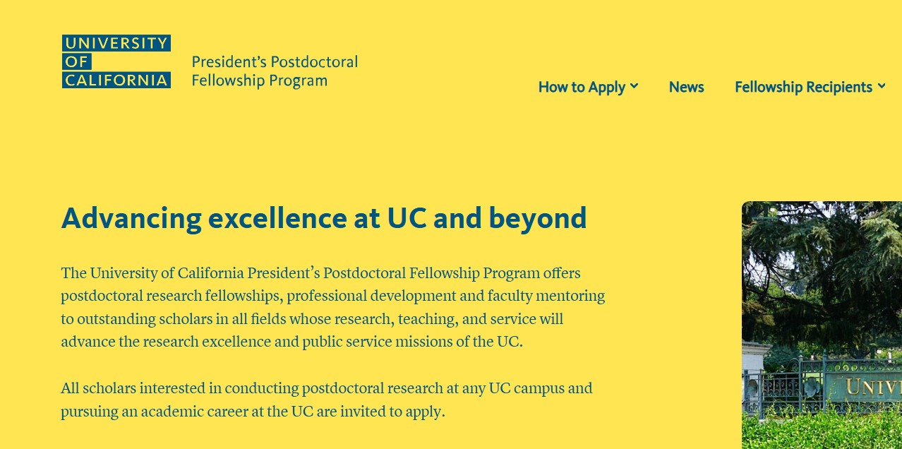 UC President’s Postdoctoral Fellowship Program 2027