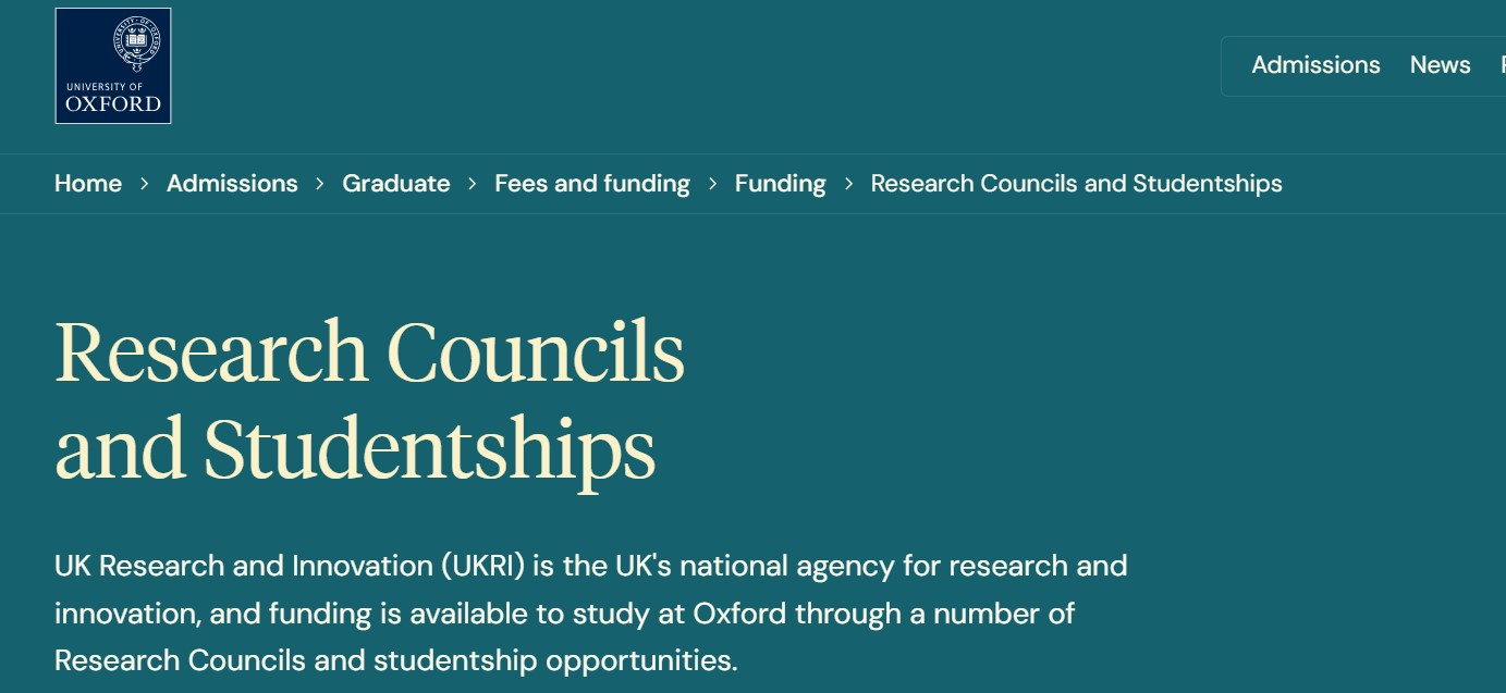 University of Oxford Research Council Scholarships 2027