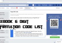 Facebook 6 digit Confirmation Code list