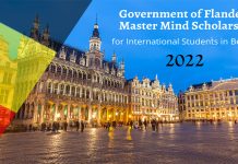 Flemish Ministry of Education and Training Master Mind scholarships to Study in Belgium 2022/23
