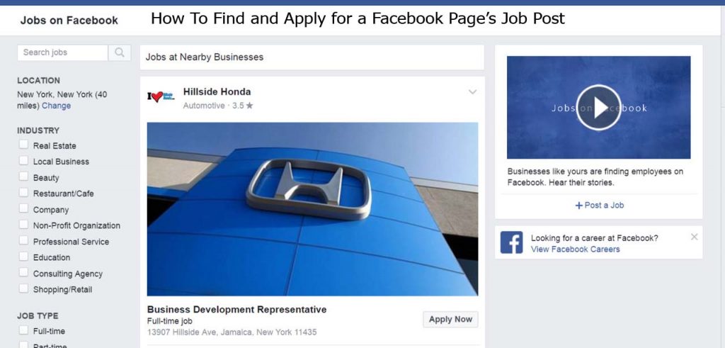 How To Find and Apply for a Facebook Page’s Job Post
