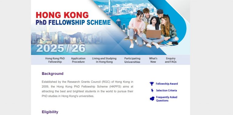Hong Kong PhD Fellowship Scheme for International Students