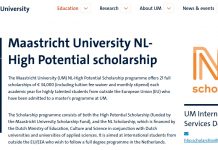 Maastricht University NL-High Potential Scholarships for International Students
