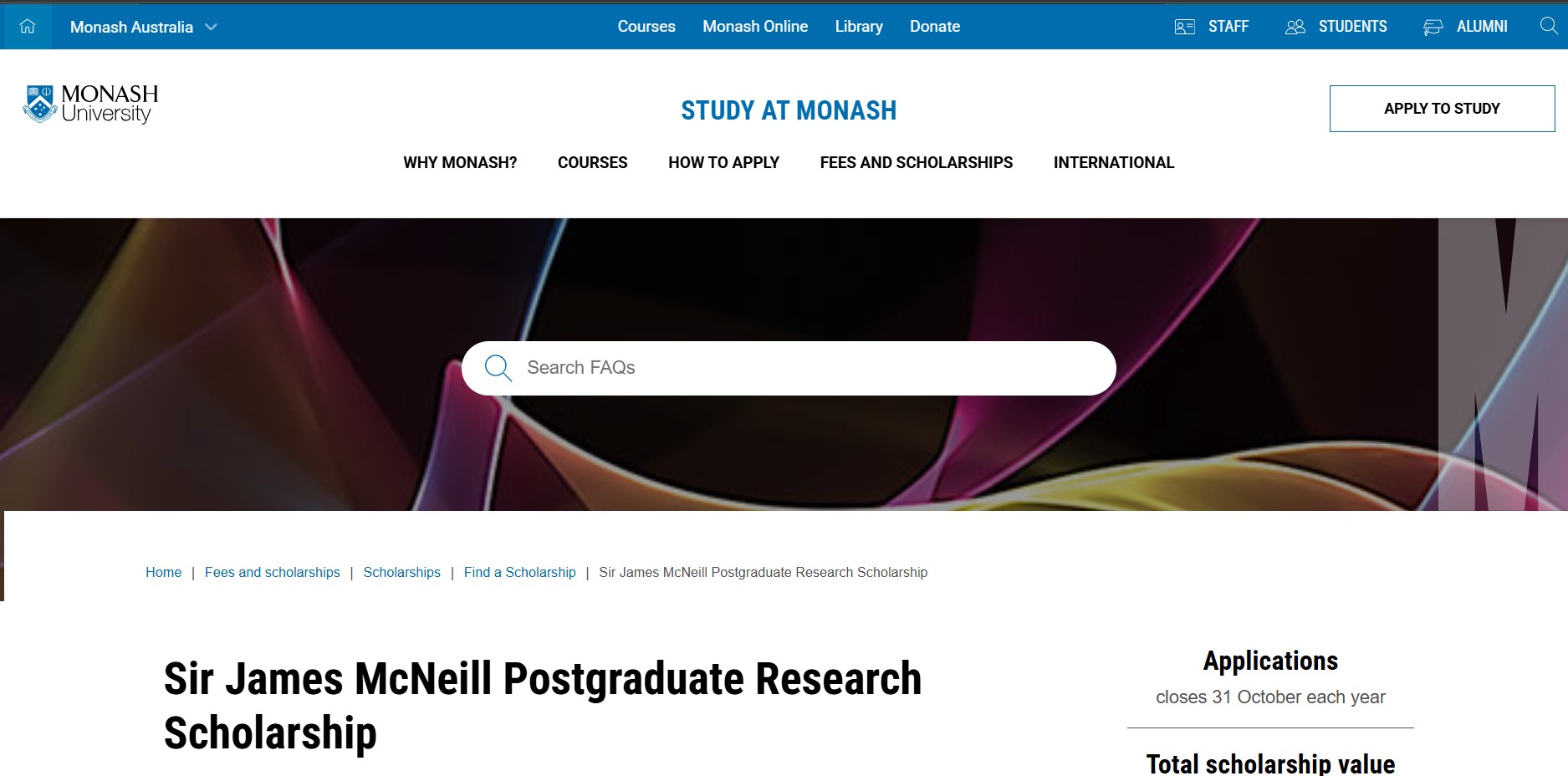 Sir James McNeill Postgraduate Research Scholarship 2026 (Fully Funded – Monash University) Sir James McNeill Postgraduate Research Scholarship 2026