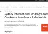 Sydney International Undergraduate Academic Excellence Scholarship