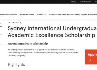 Sydney International Undergraduate Academic Excellence Scholarship