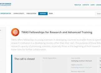 The World Academy of Sciences Scholarship for Developing Countries 2025